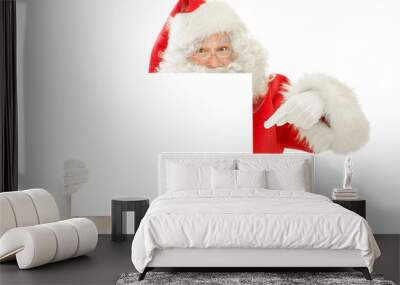 Series of Santa Claus isolated on White Cut out: Holding an empty Sign playing peekaboo, Happy Smile And Pointing Finger Wall mural