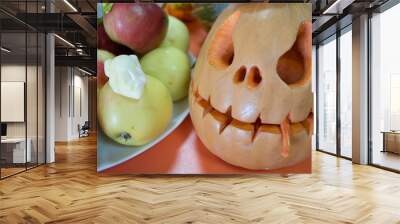 Halloween pumpkin and apples Wall mural