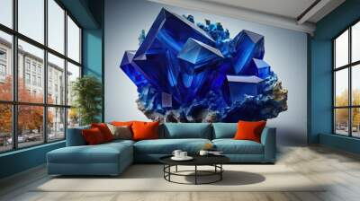 Beautiful blue Sapphire crystal. Generative AI Wall mural