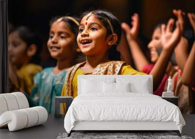 Children performing in a community theater production, showcasing their talent and creativity Wall mural