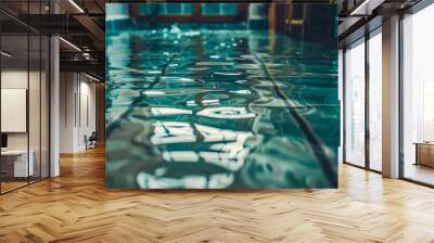 Closeup view of a waterlogged kitchen floor with 3 inches of water. Water damage to home. Furniture in water. Wall mural