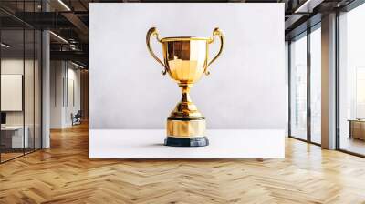 Gold trophy a best champion award on success prize winner with golden reward victory competition cup on a white background Wall mural