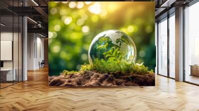 Green enterprises that rely on renewable energy can reduce climate change and global warming. For a clean and environmentally beneficial environment. High quality generative ai Wall mural