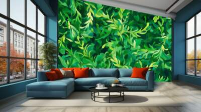 Green underwater seaweed seamless pattern background Wall mural