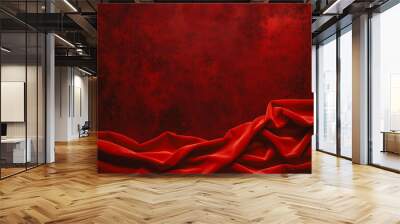 Luscious red velvet luxurious fabric background banner Wall mural