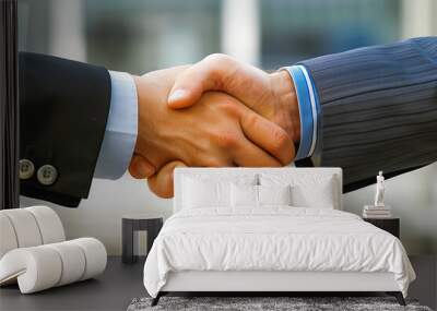 Two business people shaking hands, closing a deal concept Wall mural