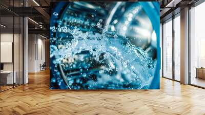 Water splash of the washing machine drum. Close up. Wall mural