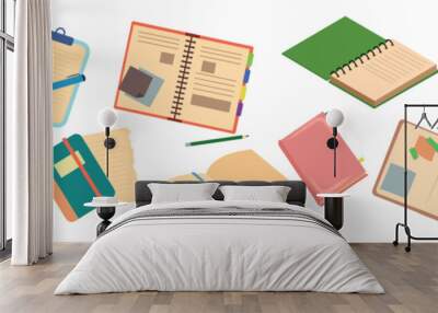 set of a large collection of notebooks in cartoon style. vector illustration of different notebooks, Wall mural