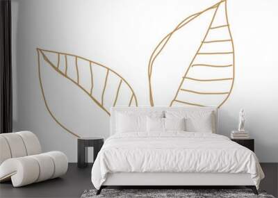 PURE NATURE  two golden leaves illustraion  Wall mural