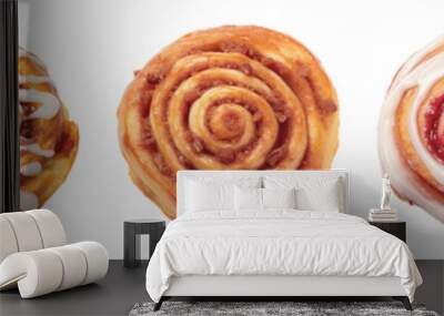 Cinnabons on a transparent background. Generative AI Wall mural