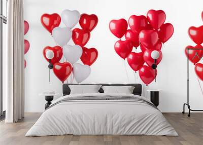 Heart shaped baloons for Valentine's Day isolated on transparent background Wall mural