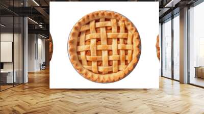 Top down view of open pie on transparent background. Generative AI Wall mural