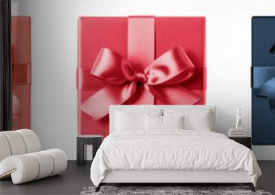 Сolored gift boxes isolated on a transparent background. Generative AI Wall mural