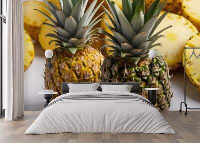 A beautiful tropical location with a feast of fresh fruits featuring a pineapple Wall mural