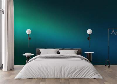 Dark green blue glowing gradient background, grainy texture effect Wall mural