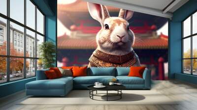 Chinese New Year. Rabbit on the floor. Year of the Rabbit. Bunny. Rabbit. China. Asia. Celebration. Chinese temple. Religion Wall mural