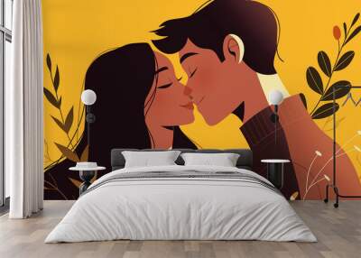 Lover, flat style illustration Wall mural