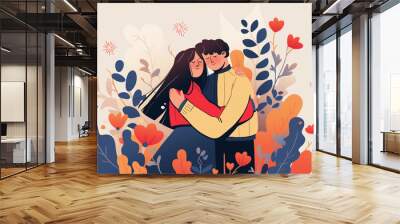 Lover, flat style illustration Wall mural