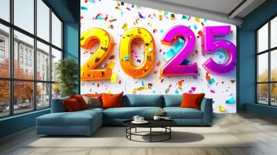 2025 text happy new year eve holiday Wall mural