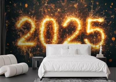 happy new year 2026 text effect Wall mural