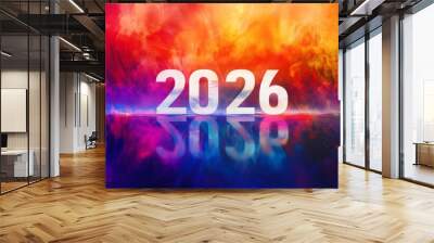 happy new year 2026 text effect Wall mural