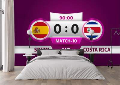 Spain vs costarica, world Football 2022, Group E. World Football Competition championship match versus teams intro sport background, championship competition final poster, vector illustration.
 Wall mural