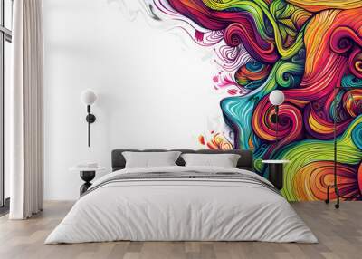 colorful abstract doodle art on white background with copy space Wall mural