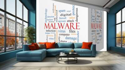 Malware 3D cube Word Cloud Concept Wall mural