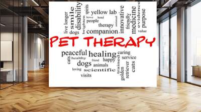 pet therapy word cloud concept in red and black Wall mural