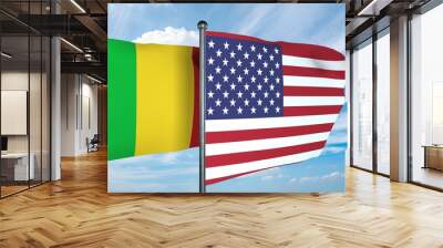 3D illustration of USA and Mali flag Wall mural