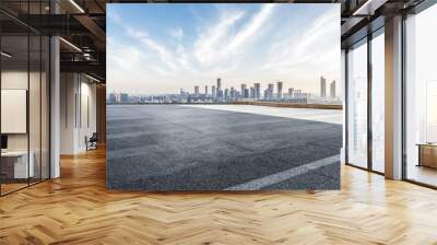 panoramic skyline and buildings with empty road Wall mural