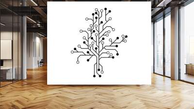 Abstract vector tree circuit board Illustration of an Innovative Electronic Network on a white screen for futuristic digital background Wall mural