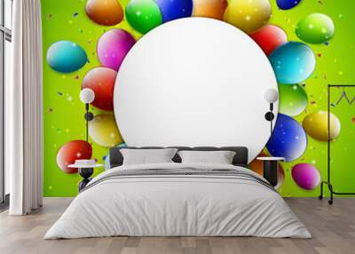 birthday balloon isolated on green background Wall mural