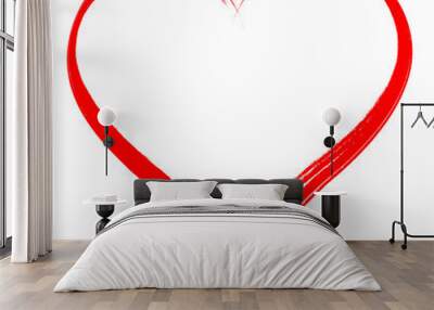 Vector Heart shape frame with brush painting isolated on white background Wall mural