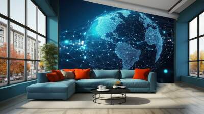 Connected and glowing digital globe abstract Wall mural