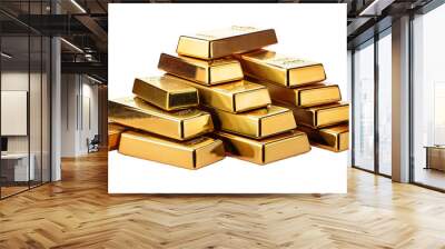 stack of gold bars isolated on white background Wall mural