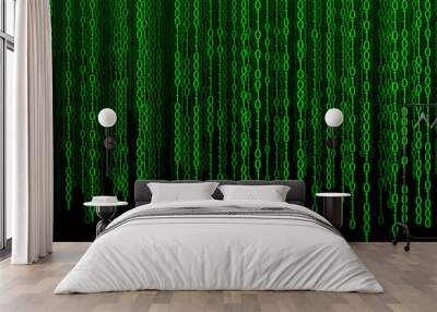 Matrix style background. Abstract futuristic cyberspace with binary code. Falling numbers. Vector illustration Wall mural