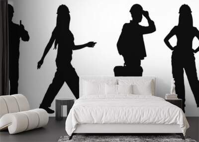 Vector illustration of workers silhouettes set. Vector flat style illustration isolated on white Wall mural