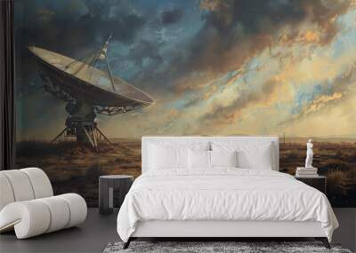 Large radio telescope, parabolic antenna Wall mural