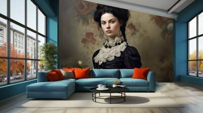 Medieval fashion. Victorian style clothes woman portrait Wall mural