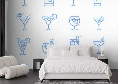 Cocktail related icons. Editable stroke. Thin vector icon set
 Wall mural