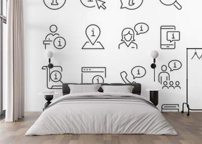 Information related icons: thin vector icon set, black and white kit Wall mural