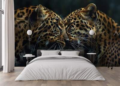 Leopards in Love: A Wild Tale of Animal Romance and Predator Affection Wall mural