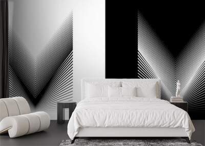 Abstract art line design. Mass gravity concept. Design element or icon. Black shape on a white background and the same white shape on the black side. Wall mural