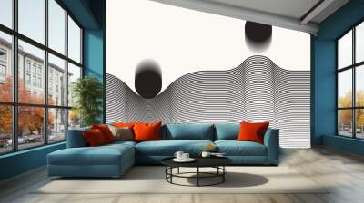 Abstract art line design. Mass gravity concept. Up and down move circles with lines. Wall mural