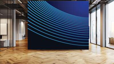 Abstract background with blue dynamic lines to horizon in perspective. Wall mural