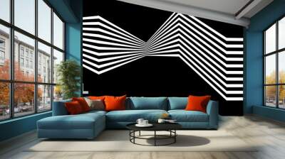 Abstract background with lines. Stripes optical art illusion. Monochrome geometric pattern. Wall mural