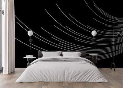 Abstract background with white dynamic lines to horizon. Wall mural