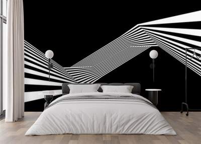 Abstract background with zigzag lines. Optical art illusion with stripes. Wall mural