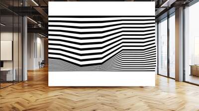 Abstract monochrome background with lines. Black and white striped backdrop. Wall mural